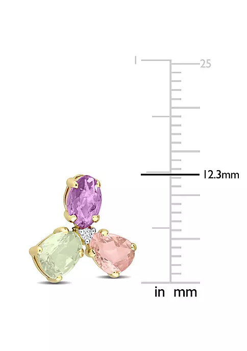 Best deal ✔️ 2.4 CT TGW Multi Color Sapphire and Diamond Accent 3-Stone Stud Earrings in 14k Yellow Gold by Belk & Co. 😍 2 Best deal ✔️ 2.4 CT TGW Multi Color Sapphire and Diamond Accent 3-Stone Stud Earrings in 14k Yellow Gold by Belk & Co. 😍 - Image 2