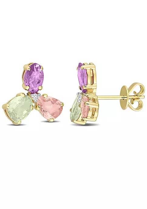 Best deal ✔️ 2.4 CT TGW Multi Color Sapphire and Diamond Accent 3-Stone Stud Earrings in 14k Yellow Gold by Belk & Co. 😍 4 Best deal ✔️ 2.4 CT TGW Multi Color Sapphire and Diamond Accent 3-Stone Stud Earrings in 14k Yellow Gold by Belk & Co. 😍 - Image 4