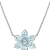 Best Sale 🧨 2.37 ct. t.w. Aquamarine and 1/10 ct. t.w. Diamond Accent Floral Necklace in 14k White Gold by Belk & Co. 🥰