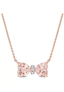Hot Sale 🧨 1 ct. t.g.w. Morganite and Diamond Accent Bow Necklace in 10K Rose Gold by Belk & Co. 🤩 -DealsBelk & Co. Store Belk 39194