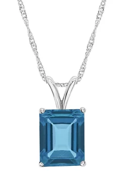 Best deal ✨ Sterling Silver 14x10mm Emerald Cut London Blue Topaz Pendant Necklace by Belk & Co. 😀 -DealsBelk & Co. Store Belk 39197