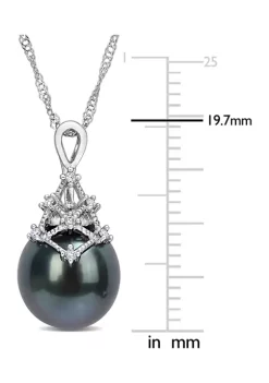 Deals 😉 9-10MM Tahitian Cultured Pearl and Diamond Accent Necklace in 14k White Gold by Belk & Co. 💯 -DealsBelk & Co. Store Belk 39200