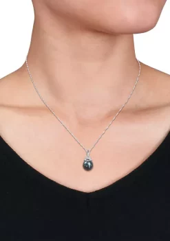 Deals 😉 9-10MM Tahitian Cultured Pearl and Diamond Accent Necklace in 14k White Gold by Belk & Co. 💯 -DealsBelk & Co. Store Belk 39201