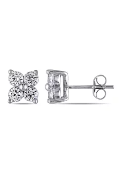Hot Sale 😍 Lab Created 1.8 CT TGW Created White Sapphire Floral Stud Earrings in 10k White Gold by Belk & Co. 🎁 -DealsBelk & Co. Store Belk 39206