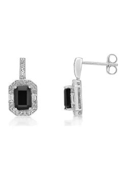 Cheap 🎁 1.6 ct. t.w. Black Onyx and 3/8 ct. t.w. White Topaz Earrings in Sterling Silver by Belk & Co. 🎁