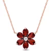 Budget ✨ 3 ct. t.g.w. Garnet and Diamond Accent Floral Pendant with Chain in 10K Rose Gold by Belk & Co. 🛒