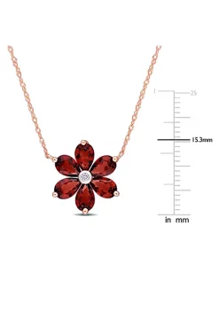 Budget ✨ 3 ct. t.g.w. Garnet and Diamond Accent Floral Pendant with Chain in 10K Rose Gold by Belk & Co. 🛒 -DealsBelk & Co. Store Belk 39217