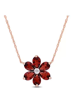 Budget ✨ 3 ct. t.g.w. Garnet and Diamond Accent Floral Pendant with Chain in 10K Rose Gold by Belk & Co. 🛒 -DealsBelk & Co. Store Belk 39218
