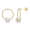 Best Sale 🎁 3-7.5mm Cultured Freshwater Pearl Hoop Earrings in 14k Yellow Gold by Belk & Co. ⭐