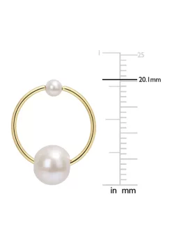 Best Sale 🎁 3-7.5mm Cultured Freshwater Pearl Hoop Earrings in 14k Yellow Gold by Belk & Co. ⭐ -DealsBelk & Co. Store Belk 39225