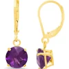 Cheap 💯 10K Yellow Gold Round Checkerboard Cut Amethyst Leverback Earrings by Belk & Co. 🧨