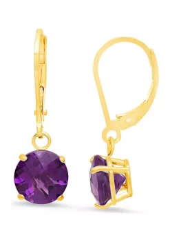 Cheap 💯 10K Yellow Gold Round Checkerboard Cut Amethyst Leverback Earrings by Belk & Co. 🧨