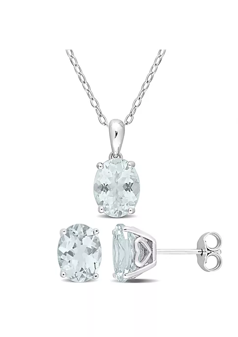 Best Pirce ๐ 2-Piece Set of 4.4 ct. t.g.w. Aquamarine Earrings and Pendant with Chain in Sterling Silver by Belk & Co. ๐คฉ 5 Best Pirce ๐ 2-Piece Set of 4.4 ct. t.g.w. Aquamarine Earrings and Pendant with Chain in Sterling Silver by Belk & Co. ๐คฉ - Image 5