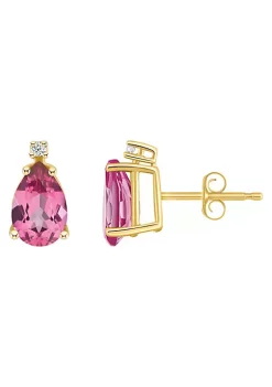 Budget 🌟 14K Gold 8x5 Pear Shape Pink Topaz Diamond Accent Earrings by Belk & Co. 🛒 -DealsBelk & Co. Store Belk 39260