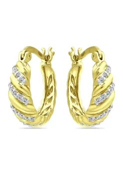 Coupon ✨ 1/5 ct. t.w. Diamond Hoop Earrings, 18kt Gold over Sterling Silver by Belk & Co. 🔔 -DealsBelk & Co. Store Belk 39264