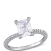 Cheapest ⭐ 2 ct. t.w. Lab Created White Sapphire and 1/10 ct. t.w. Diamond Engagement Ring in 10K White Gold by Belk & Co. 🥰