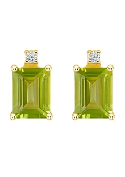 Best Pirce 🛒 14K Gold 6x4 Emerald Cut Peridot Diamond Accent Earrings by Belk & Co. ❤️ -DealsBelk & Co. Store Belk 39274