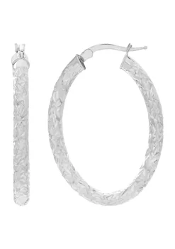 Best Pirce 🔥 Oval Crystal Cut Open Hoop Earrings in Sterling Silver by Belk & Co. ⭐ -DealsBelk & Co. Store Belk 39288