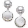 Coupon ✔️ Mother of Pearl, Freshwater Pearl and Cubic Zirconia Earring in Sterling Silver by Belk & Co. 🤩