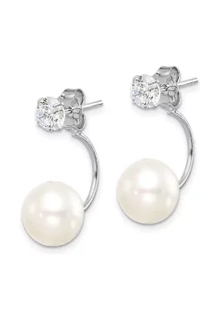Discount ⌛ Sterling Silver Rhodium-plated 9-10mm Button Freshwater Cultured Pearl Cubic Zirconia Front/Back Earrings by Belk & Co. 🥰 -DealsBelk & Co. Store Belk 39304