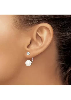 Discount ⌛ Sterling Silver Rhodium-plated 9-10mm Button Freshwater Cultured Pearl Cubic Zirconia Front/Back Earrings by Belk & Co. 🥰 -DealsBelk & Co. Store Belk 39305