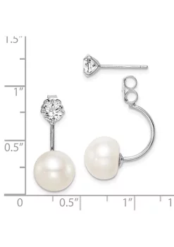 Discount ⌛ Sterling Silver Rhodium-plated 9-10mm Button Freshwater Cultured Pearl Cubic Zirconia Front/Back Earrings by Belk & Co. 🥰 -DealsBelk & Co. Store Belk 39306