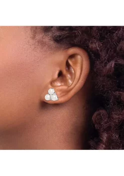 Cheap 💯 Sterling Silver Rhodium-plated-plated Imitation Shell 3-Pearl Cubic Zirconia Post Earrings by Belk & Co. 😍 -DealsBelk & Co. Store Belk 39328