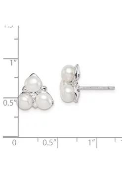 Cheap 💯 Sterling Silver Rhodium-plated-plated Imitation Shell 3-Pearl Cubic Zirconia Post Earrings by Belk & Co. 😍 -DealsBelk & Co. Store Belk 39329