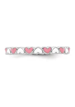 Wholesale 🎁 Sterling Silver Stackable Expressions Pink and White Enamel Heart Ring by Belk & Co. 🎁 -DealsBelk & Co. Store Belk 39334