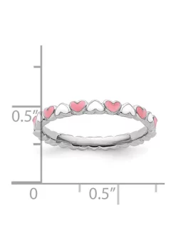 Wholesale 🎁 Sterling Silver Stackable Expressions Pink and White Enamel Heart Ring by Belk & Co. 🎁 -DealsBelk & Co. Store Belk 39335