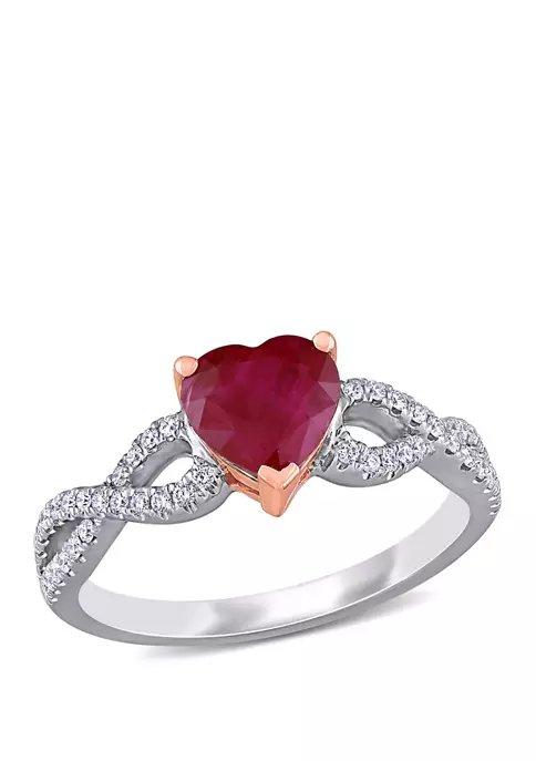 Best Sale โ๏ธ 1.75 ct. t.w. Ruby and 1/4 ct. t.w. Diamond Heart Infinity Ring in 14K White and Rose Gold by Belk & Co. ๐ 1 Best Sale โ๏ธ 1.75 ct. t.w. Ruby and 1/4 ct. t.w. Diamond Heart Infinity Ring in 14K White and Rose Gold by Belk & Co. ๐