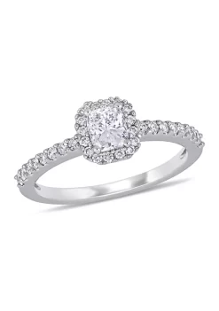 Wholesale 💯 3/4 ct. t.w. Diamond Cushion Cut Halo Engagement Ring in 14k White Gold by Belk & Co. 👍 -DealsBelk & Co. Store Belk 39358