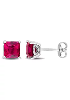 Best Sale 🔥 Lab Created 2.33 CT TGW Square Created Ruby Earrings in Sterling Silver by Belk & Co. 🔥