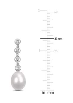 Best Sale 🎉 11-11.5 Millimeter Cultured Freshwater Pearl and 1/6 ct. t.w. Diamond Linear Drop Earrings in 14k White Gold by Belk & Co. 🔔 -DealsBelk & Co. Store Belk 39399