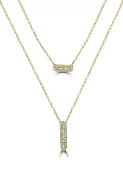 Flash Sale 🎁 3/8 ct. t.w. Diamond Layered Two Bar Necklace in 14K Yellow Gold by Belk & Co. 🎁