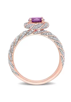New 😍 Amethyst and 1/4 CT TW Diamond Halo Vintage Ring in 14k Rose Gold by Belk & Co. 😉 -DealsBelk & Co. Store Belk 39421