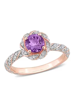 New 😍 Amethyst and 1/4 CT TW Diamond Halo Vintage Ring in 14k Rose Gold by Belk & Co. 😉 -DealsBelk & Co. Store Belk 39424