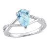 Buy 😍 Pear Shape Aquamarine and 1/10 CT TW Diamond Crossover Ring in 14k White Gold by Belk & Co. ❤️