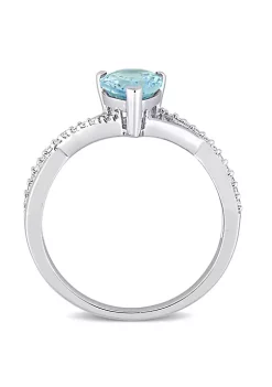 Buy 😍 Pear Shape Aquamarine and 1/10 CT TW Diamond Crossover Ring in 14k White Gold by Belk & Co. ❤️ -DealsBelk & Co. Store Belk 39447