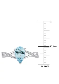 Buy 😍 Pear Shape Aquamarine and 1/10 CT TW Diamond Crossover Ring in 14k White Gold by Belk & Co. ❤️ -DealsBelk & Co. Store Belk 39448