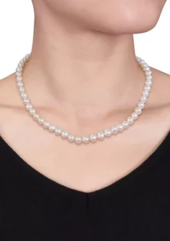 New ⌛ 6.5-7MM Cultured Freshwater Pearl 16" Strand Necklace with Sterling Silver Clasp by Belk & Co. 😍 -DealsBelk & Co. Store Belk 3945
