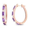 Cheapest 🥰 Amethyst and White Topaz Hoop Earrings in 10K Rose Gold by Belk & Co. 🔔