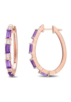 Cheapest 🥰 Amethyst and White Topaz Hoop Earrings in 10K Rose Gold by Belk & Co. 🔔