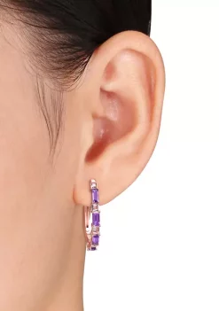 Cheapest 🥰 Amethyst and White Topaz Hoop Earrings in 10K Rose Gold by Belk & Co. 🔔 -DealsBelk & Co. Store Belk 39453