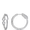 Promo 👍 1/4 ct. t.w. Diamond Hoop Lug Earrings in 10K White Gold by Belk & Co. 🛒