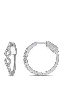 Promo 👍 1/4 ct. t.w. Diamond Hoop Lug Earrings in 10K White Gold by Belk & Co. 🛒 -DealsBelk & Co. Store Belk 39500