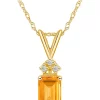 Top 10 ⭐ 14K Gold 7x5 Emerald Cut Citrine Diamond Accent Pendant by Belk & Co. 🌟