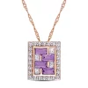 Best deal 🛒 Amethyst and White Topaz Brick Mosaic Pendant with Chain in 10k Rose Gold by Belk & Co. 😉