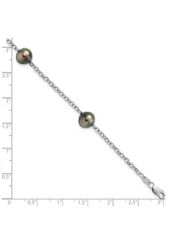 Budget 🎁 Sterling Silver Rhodium 8-9mm Baroque 3 Station Tahitian Saltwater Pearl Bracelet by Belk & Co. ⭐ -DealsBelk & Co. Store Belk 39558