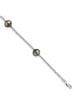 Budget 🎁 Sterling Silver Rhodium 8-9mm Baroque 3 Station Tahitian Saltwater Pearl Bracelet by Belk & Co. ⭐ -DealsBelk & Co. Store Belk 39560